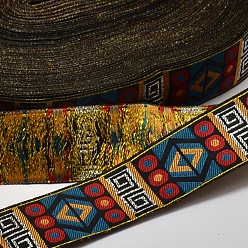 Colorful Polyester Ribbons, with Rhombus Pattern, Jacquard Ribbon, Colorful, 1-1/4 inch(32mm), 33yards/roll(30.1752m/roll)