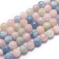 Morganite Natural Morganite Beads Strands, Faceted, Round, 8mm, Hole: 1mm, about 49pcs/strand, 15.7 inch(40cm)