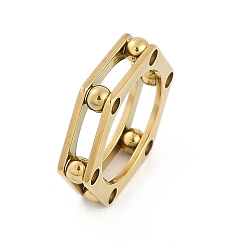 Золотой Ионное покрытие (ip) 304 кольцо из нержавеющей стали для женщин, шестиугольник, золотые, размер США 10 (19.8 мм)