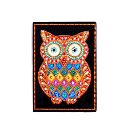 Owl DIY Diamond Painting Notebook Kits, including PU Leather Book, Resin Rhinestones, Diamond Sticky Pen, Tray Plate and Glue Clay, Owl, Notebook: 210x150mm, 50 pages/book