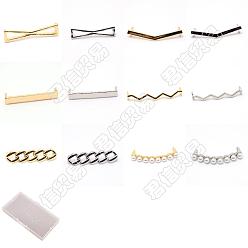 Platinum & Light Gold 24pcs 12 clips de boucle de chaussures en alliage de zinc de style, pour les chaussures décoration, formes mixtes, platine et or clair, 5~42x9~43.5x7~15mm, Trou: 3~4.5mm, 2 pcs / style