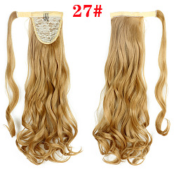 27# Long Wavy Hairpiece with Magic Tape - Natural, Elegant, Ponytail Extension.