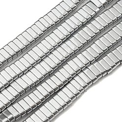Silver Electroplated Non-magnetic Synthetic Hematite Beads Strands, Rectangle, 2-Hole, Silver, 6x2x3mm, Hole: 1.2mm, about 198pcs/strand, 16.02 inch(40.7cm)
