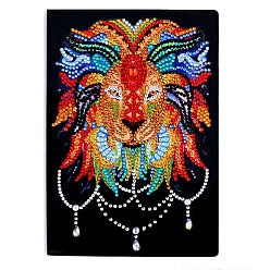 Lion DIY 5D Diamond Painting Beginner Notebook Kits, including Resin Rhinestones Bag, Diamond Sticky Pen, Tray Plate and Glue Clay, Lion, 210x150mm