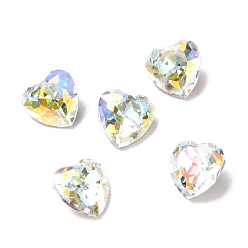 Light Crystal AB Стеклянные кабошоны со стразами в стиле AB, задние и задние, сердце, свет кристалл AB, 8x8x4 мм