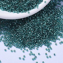 (DB1208) Silverlined Caribbean Teal MIYUKI Delica Beads, Cylinder, Japanese Seed Beads, 11/0, (DB1208) Silverlined Caribbean Teal, 1.3x1.6mm, Hole: 0.8mm, about 10000pcs/bag, 50g/bag