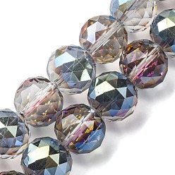 (52) Непрозрачная лаванда Прозрачные стеклянные бусины гальваническим пряди, круглые, граненые, разноцветные, 18x16.5 мм, отверстие : 2 мм, около 22 шт / нитка, 14.37 дюйм (36.5 см)