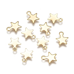 Real 24K Gold Plated 304 Stainless Steel Charms, Star, Real 24k Gold Plated, 8.4~9x7x0.6~0.7mm, Hole: 1.2mm