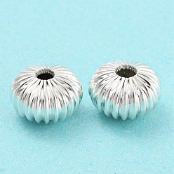 925 Sterling Silver Plated Brass Beads, Cadmium Free & Lead Free, Rondelle, 925 Sterling Silver Plated, 10x6.5mm, Hole: 2mm