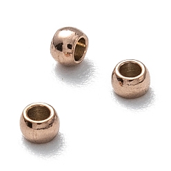 Rose Gold Ion Plating(IP) 202 Stainless Steel Spacers Beads, Round, Rose Gold, 4x3mm, Hole: 2mm