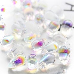Clear Transparent Czech Glass Beads, Top Drilled, Teardrop, Clear, 9x6mm
