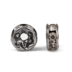 Кристалл Латунные бусины разделители для поставки стразов, класс А, прямой фланец, металлический черный , рондель, кристалл, 6x3 мм, отверстие : 1 мм