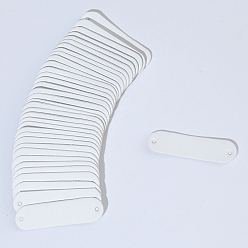 White PU Leather Label Tags, with Holes, for DIY Jeans, Bags, Shoes, Hat Accessories, Rounded Rectangle, White, 12x45mm