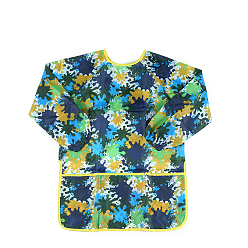 Средний Весенно-Зеленый Цветочный узор дети арт халат фартук, водонепроницаемый нагрудник с длинными рукавами, для рисования или еды, средний весенний зеленый, 53 см