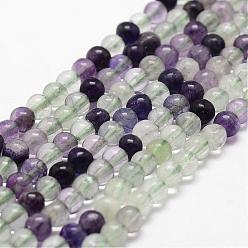 Fluorite Natural Fluorite Bead Strands, Round, Grade AB+, 4mm, Hole: 1mm, about 96pcs/strand, 14.9 inch~15.1 inch