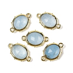 Белый Нефрит Подвески-подвески из натурального окрашенного белого нефрита с огранкой в форме овала, с реечной обшивкой латунными выводами, золотые, Небесно-голубой, 16.5x11x4.5 мм, отверстие : 1.4 мм