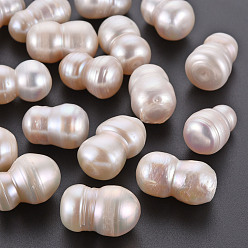 Seashell Color Natural Keshi Pearl Beads, Cultured Freshwater Pearl, No Hole/Undrilled, Gourd, Seashell Color, 18~25x12~14mm