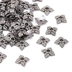 Черный Цвет Металла  Крышки для бусин тибетского стиля, без кадмия, без никеля и без свинца, цветок, металлический черный , 6x6x2 мм, отверстие : 1 мм