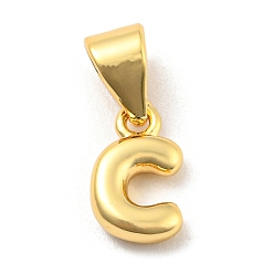 Letter C Brass Charms, Real 18K Gold Plated, Long-Lasting Plated, Lead Free & Cadmium Free, Letter Charm, Letter C, 9x6.5x2mm, Hole: 5x3.5mm