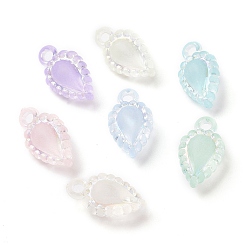 Mixed Color Transparent Frosted Acrylic Pendants, AB Color Plated, Leaf Charm, Mixed Color, 18.5x10.5x7.5mm, Hole: 2.2mm, about 680pcs/500g