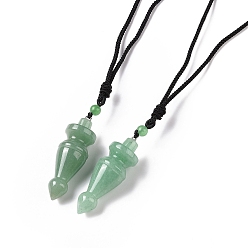 Зеленый Авантюрин Кулон в форме маятника из натурального зеленого авантюрина с нейлоновым шнуром для женщин, 32.28~35.04 дюйм (82~89 см)