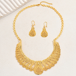 Золотой Комплекты из полых латунных серег и ожерелий в форме слезы для женщин, золотые