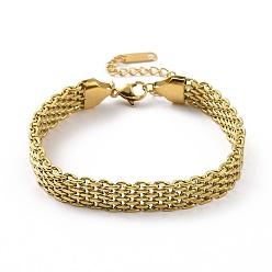 Golden 304 Stainless Steel Mesh Chain Bracelet for Men Women, Golden, 6-7/8 inch(17.4cm)