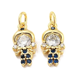 Полуночно-синий Подвески из латуни с цирконием для женщин, долговечный, без свинца и без кадмия, реальный 18 k позолоченный, темно-синий, 15x7.5x3.5 мм