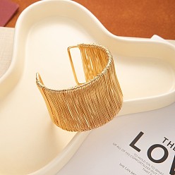 Золотой Браслеты-манжеты из железной проволоки, широкие браслеты для женщин, золотые, внутренний диаметр: 2.56 дюйм (6.5 см), шириной 40 мм 