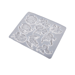 White Dragon Shape DIY Silicone Molds, Pendant Molds, Resin Casting Molds, for UV Resin, Epoxy Resin Jewelry Making, White, 200x230x7mm