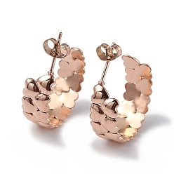 Розовое Золото Ионное покрытие (ip) 304 серьги-гвоздики в форме сердца из нержавеющей стали, полукруглые серьги для женщин, розовое золото , 21.5x7.5x21 мм, штифты : 0.7 мм