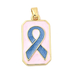 Стально-синий Подвески из латуни с эмалью в форме прямоугольника с узором из шелковой ленты, стойки покрытие, долговечный, без кадмия и без свинца, золотые, стальной синий, 28x15.5x2.5 мм, отверстие : 5.5x3.5 мм