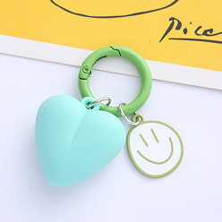 Зеленый Милый мультяшный улыбающийся металлический брелок в форме сердца для пар и сумок