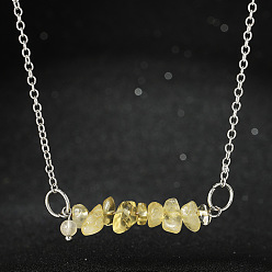 Цитрин Ожерелья с подвесками из натурального цитрина в стиле бохо, украшения из нержавеющей стали для женщин, цвет нержавеющей стали, 17.72 дюйм (45 см)