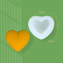 White 3D Heart DIY Soap Food Grade Silicone Molds, for Handmade Soap Making, White, 54x58x35mm