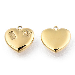 Real 14K Gold Plated 304 Stainless Steel Pendant Rhinestone Settings, Heart, Nickel Free, Real 14K Gold Plated, Fit For 2mm and 2x4mm Rhinestone, 14x14x4mm, Hole: 1.5mm