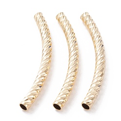 Real 24K Gold Plated Brass Tube Beads, Long-Lasting Plated, Curved Beads, Tube, Real 24K Gold Plated, 45x4mm, Hole: 3mm