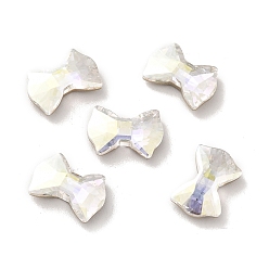 Crystal K9 Glass Rhinestone Cabochons, Flat Back & Back Plated, Faceted, Bowknot, Crystal, 8.1x12x3.5mm