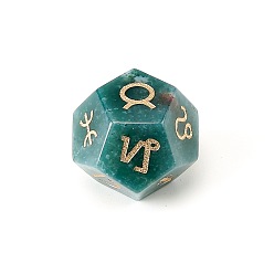 Indian Agate Natural Indian Agate Classical 12-Sided Polyhedral Dice, Engrave Twelve Constellations Divination Game Toy, 20x20mm
