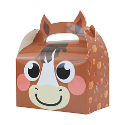 Horse Rectangle Paper Candy Packaging Box, for Bakery and Party Gift Packaging, Horse Pattern, 16x9.5x19cm