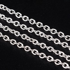 Silver Iron Cable Chains, Unwelded, with Spool, Oval, Silver Color Plated, 2x2x0.5mm, about 328.08 Feet(100m)/roll