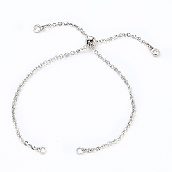 Stainless Steel Color Adjustable 304 Stainless Steel Cable Chain Slider Bracelet/Bolo Bracelets Making, with Brass Cubic Zirconia Charms, Stainless Steel Color, Single Chain Length: about 5-1/4 inch(13.3cm)