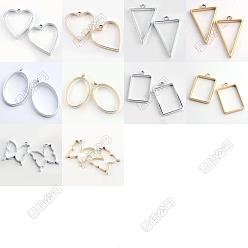 Платиновый & Золотой 20 шт 10 стиль стойки покрытие сплава подвески с открытой задней лицевой панелью, для diy уф смолы, эпоксидная смола, Прессованные цветочные украшения, без кадмия, без никеля и без свинца, разнообразные, платиной и золотом, 33.5~39x21~32x3.5~3.7 мм, отверстие : 2.8~3 мм, 2 шт / стиль