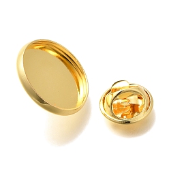 Настоящее золото 18K Нахождение латунной броши в стойке, броши настройки базовых, плоско-круглые, долговечный, реальный 18 k позолоченный, лоток : 16 мм, 18x2 мм, штифты : 0.8 мм