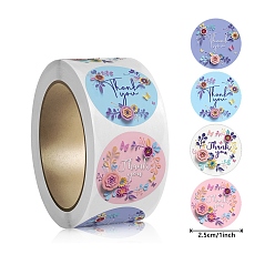 Flower 500Pcs 4 Styles Thanks Theme Self-Adhesive Stickers with Word Thank You, for DIY Decorating Luggage, Guitar, Notebook
, Flower, 25mm, 500pcs