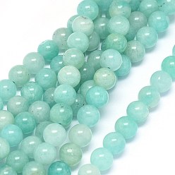 Amazonite Chapelets de perles amazonite naturelles  , ronde, 6mm, Trou: 0.6mm, Environ 69~71 pcs/chapelet, 15.3~15.7 pouce (39~40 cm)