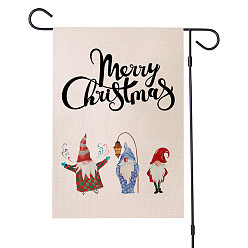Linen Gnome Pattern Garden Flag for Christmas, Double Sided Linen House Flags, for Home Garden Yard Office Decorations, Linen, 470x320mm