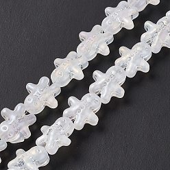 Clear AB AB Color Plated Electroplate Glass Beads, Ginger Man, for Christmas, Clear AB, 15x14x7mm, Hole: 1mm, about 45pcs/strand, 24.80''~25.20''(63~64cm)
