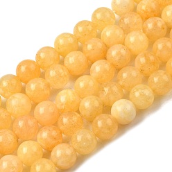 Золотистый Природные окрашенные белого нефрита нитей бисера, круглые, золотые, 8.5 мм, отверстие : 0.8 мм, около 45~46 шт / нитка, 14.69''~15.04'' (37.3~38.2 см)