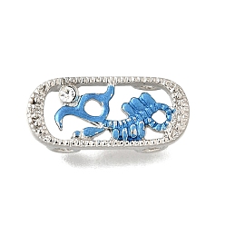 Васильковый Латунные хрустальные стразы овальные со скелетом дракона многорядные звенья, Эмаль стиле, без кадмия и без свинца, стойки покрытие, платина, васильковый, 9x20x5 мм, отверстие : 2 мм